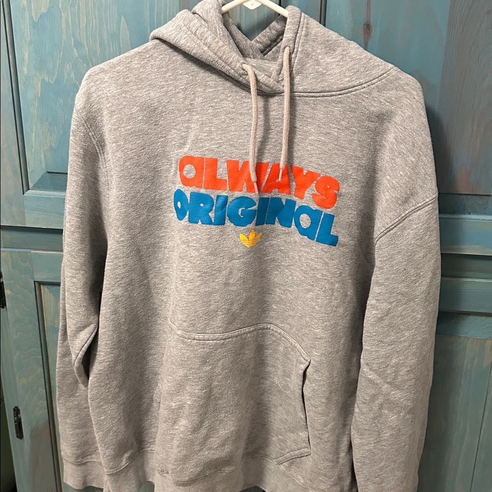Adidas Gray Hoodie with Red Accents